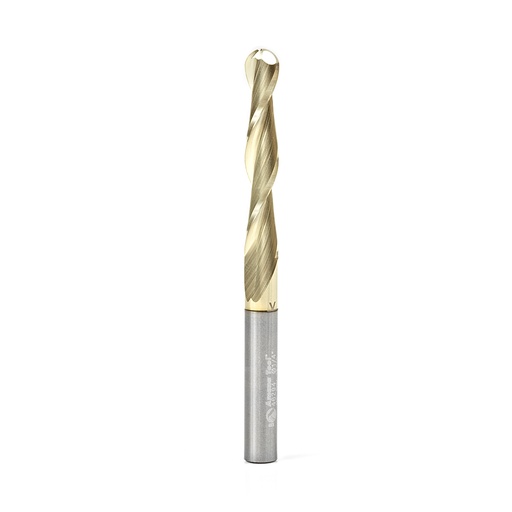 [46294] Amana Tool 46294 CNC 2D and 3D Carving 0.10 Deg Straight Angle Ball Tip 1/4 Dia